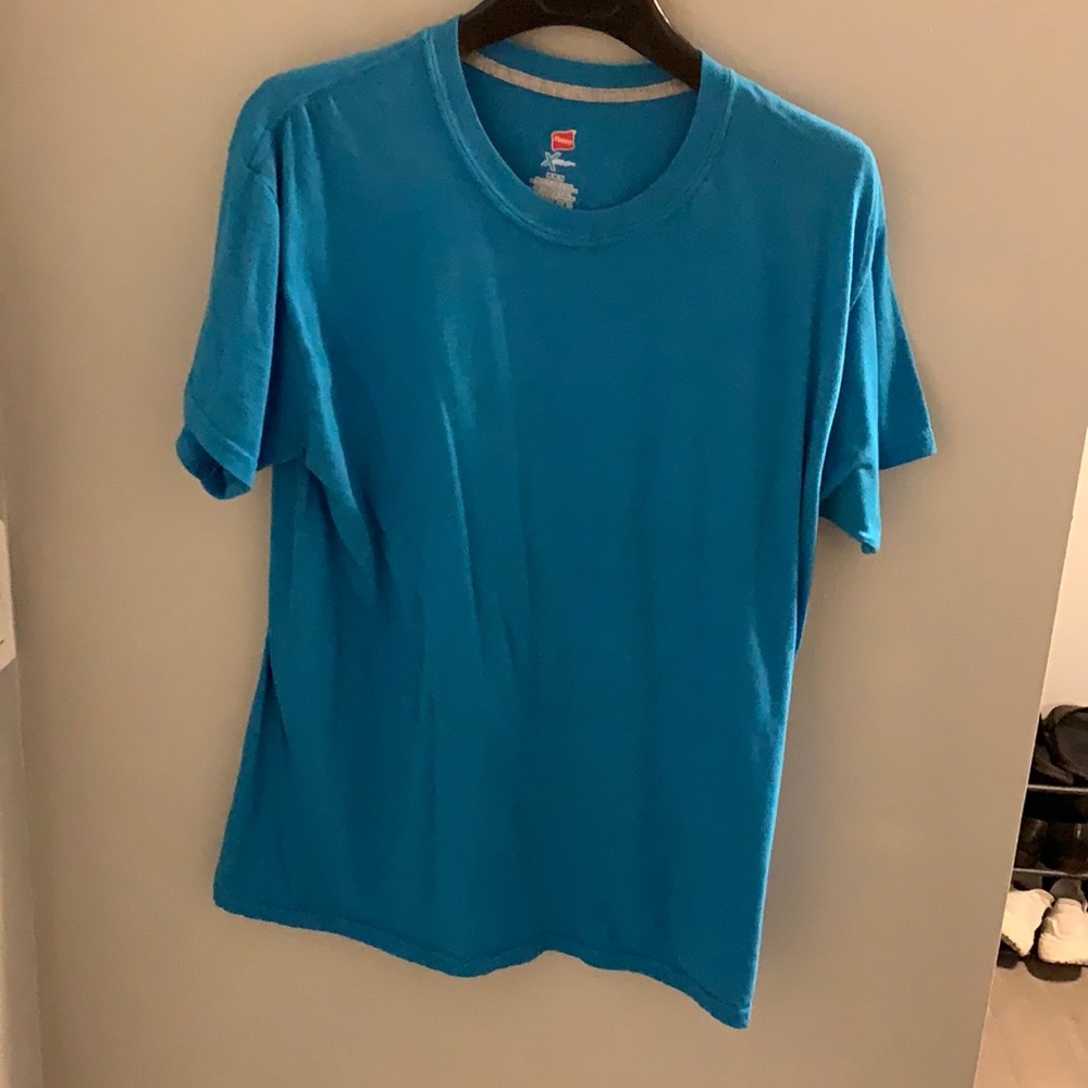 Turquoise blue hanes shirt